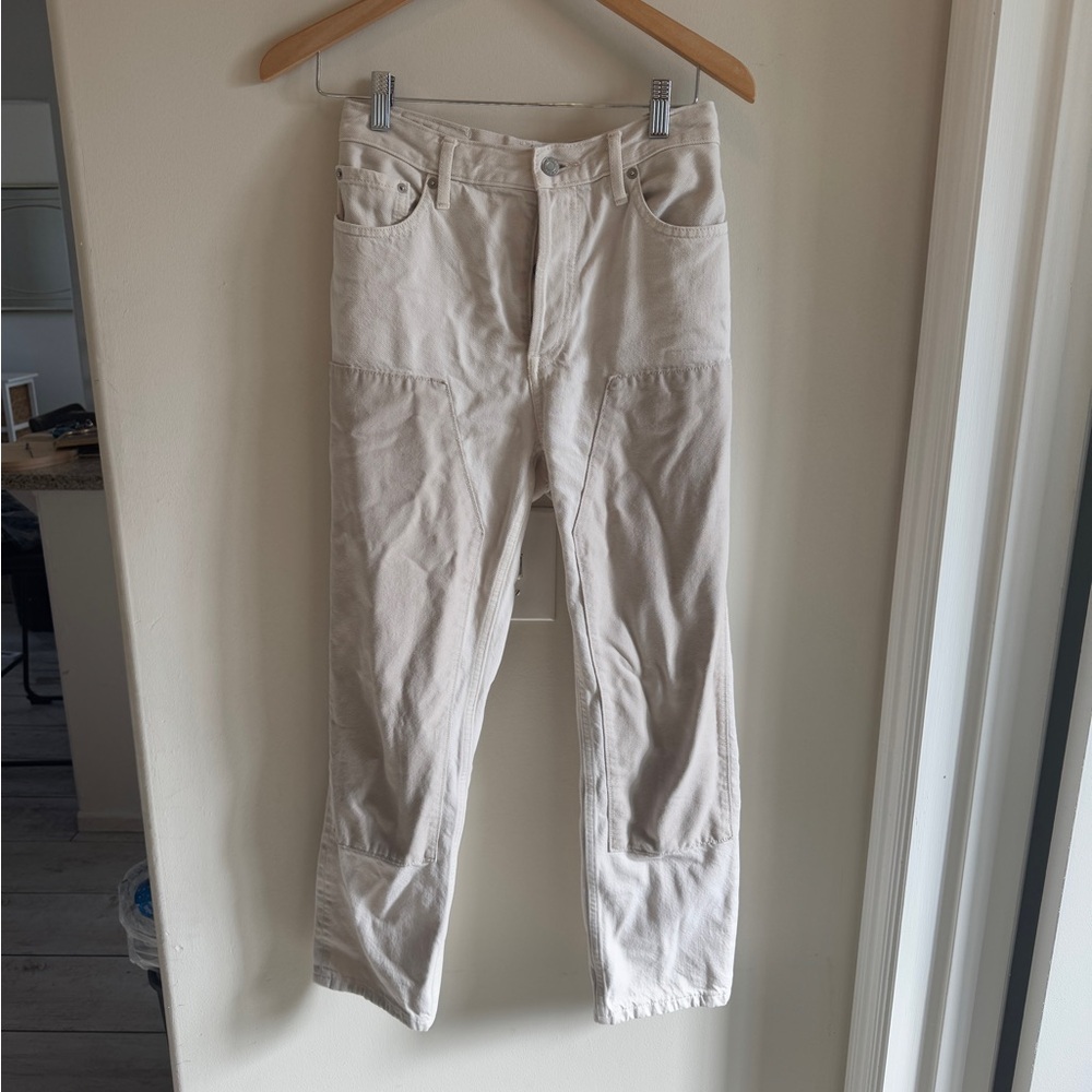 White, Patched Everlane jeans